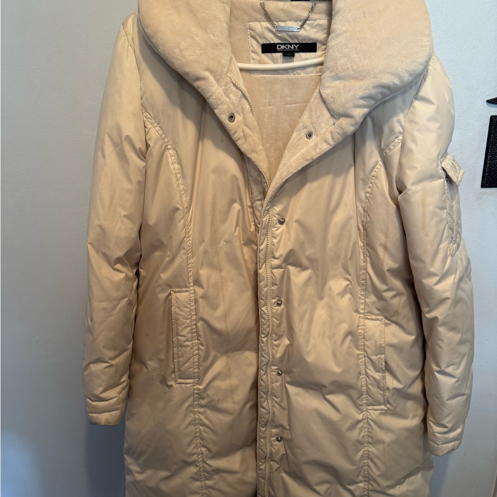 DKNY Women's Beige Puffer Jacket